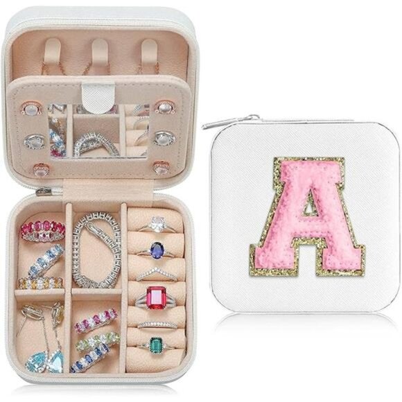 Travel Jewelry Case for Women Fashion, A Initial Small Travel Jewelry Case - Picture 6 of 7